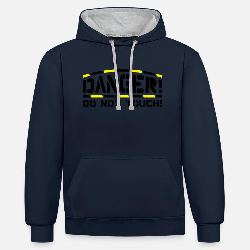 danger_do_not_touch_t2 - Sweat à capuche contrasté - bleu marine/gris chiné