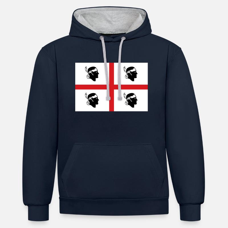Drapeau de la Sardaigne - Sweat à capuche contrasté - bleu marine/gris chiné