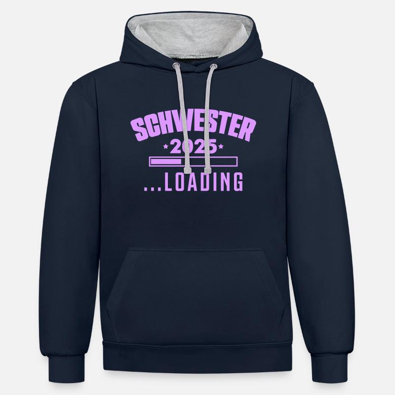 Soeur 2025 - Sweat à capuche contrasté - bleu marine/gris chiné