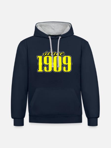 since 1909 (yellow) - Contrast hoodie - navy/heather grey