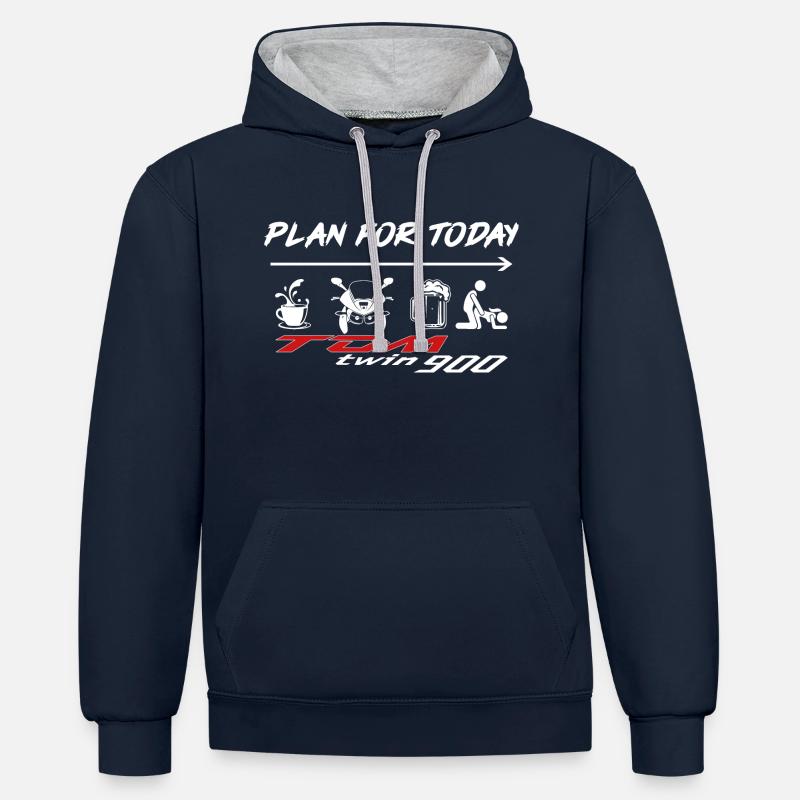 plan4today900witzlogo - Sweat à capuche contrasté - bleu marine/gris chiné