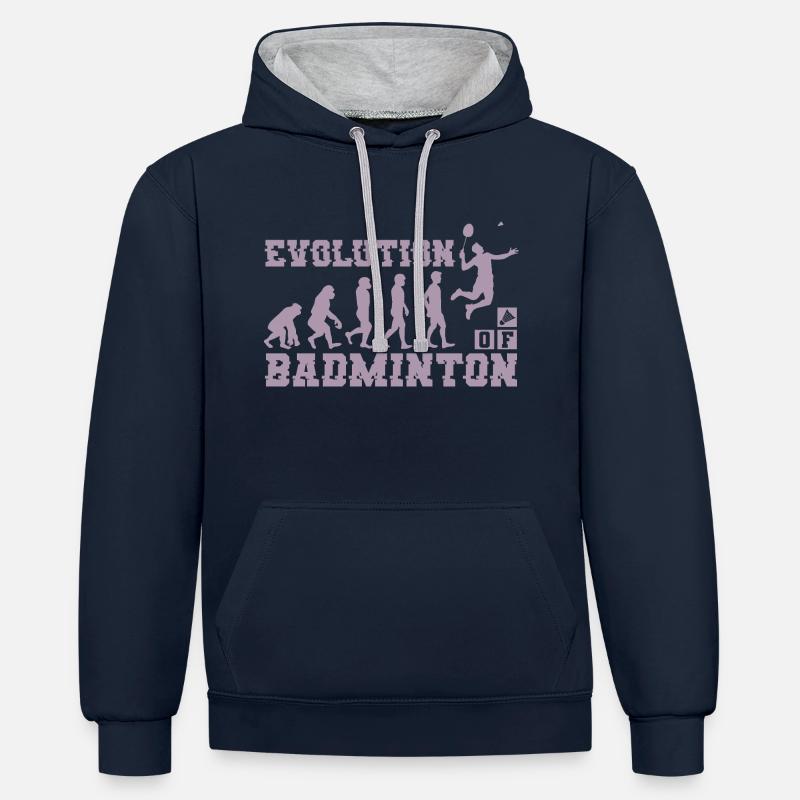 Badminton Evolution Silhouette - Sweat à capuche contrasté - bleu marine/gris chiné