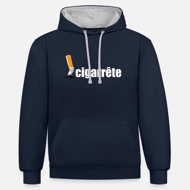 zerquetschte Zigarette - Kontrast-Hoodie - Navy/Grau meliert