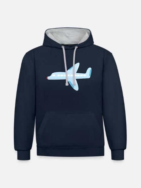 airplane - Contrast hoodie - navy/heather grey