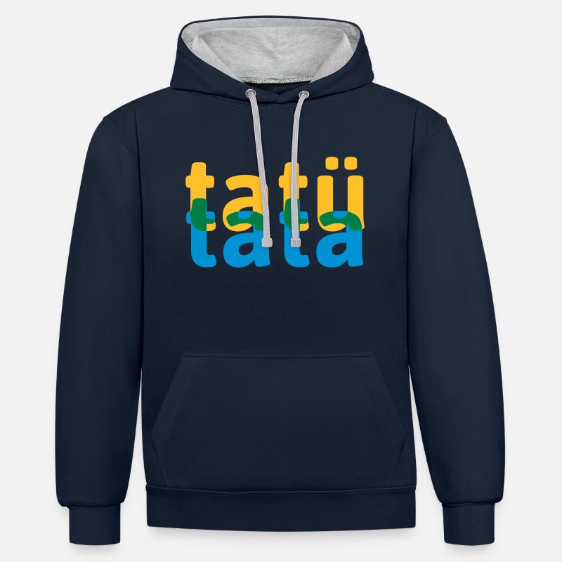 tatü tata sirène mots abstraits - Sweat à capuche contrasté - bleu marine/gris chiné