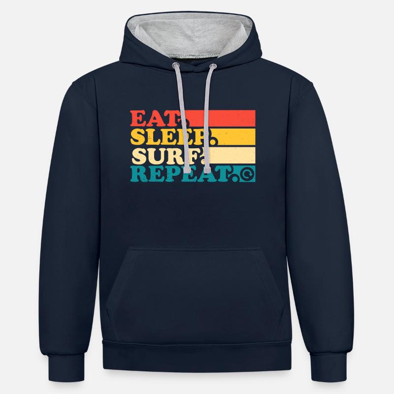 Manger Dormir Surf Répéter - Sweat à capuche contrasté - bleu marine/gris chiné