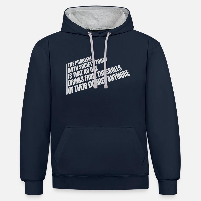 boissons de crânes ennemis - Sweat à capuche contrasté - bleu marine/gris chiné