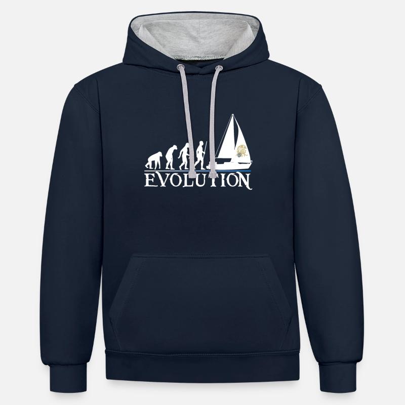 Evolution white version - Contrast hoodie - navy/heather grey