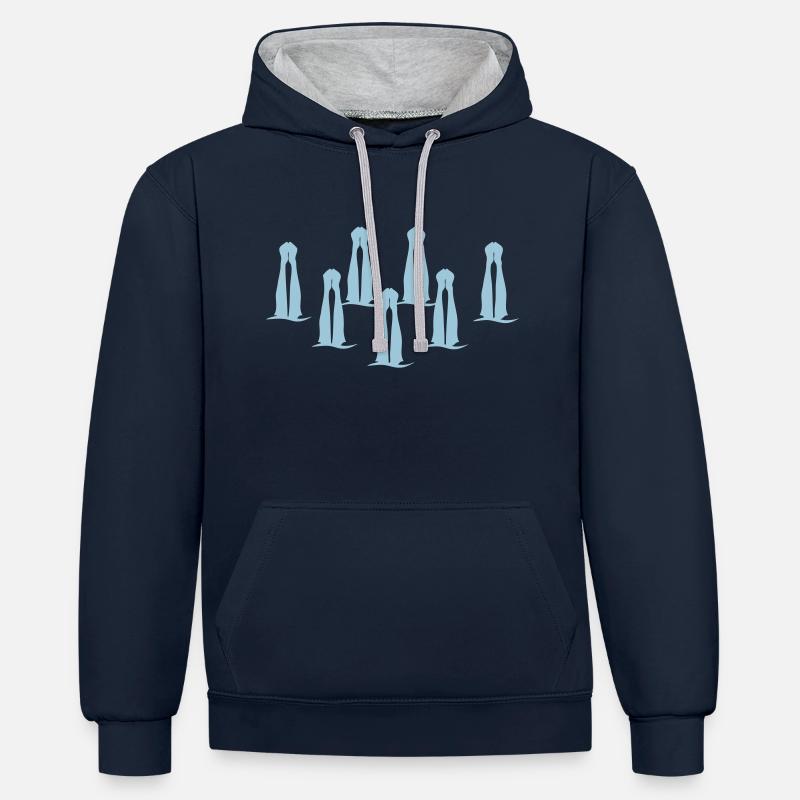natation synchronisee synchronized swimm - Sweat à capuche contrasté - bleu marine/gris chiné