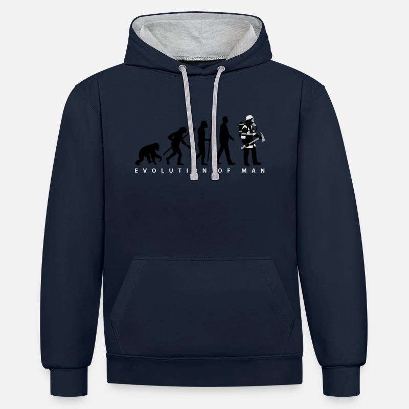 evolution_feuerwehrmann_012015_b_3c - Kontrast-Hoodie - Navy/Grau meliert