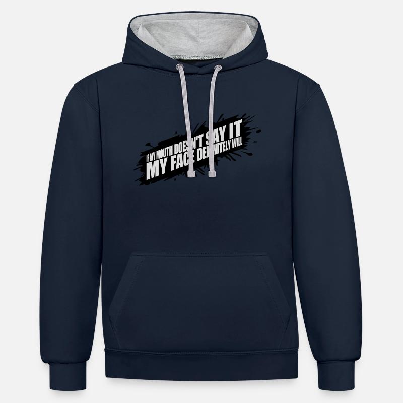 Mon visage le fera certainement - Sweat à capuche contrasté - bleu marine/gris chiné