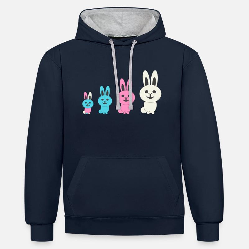 Evolution douce - Sweat à capuche contrasté - bleu marine/gris chiné