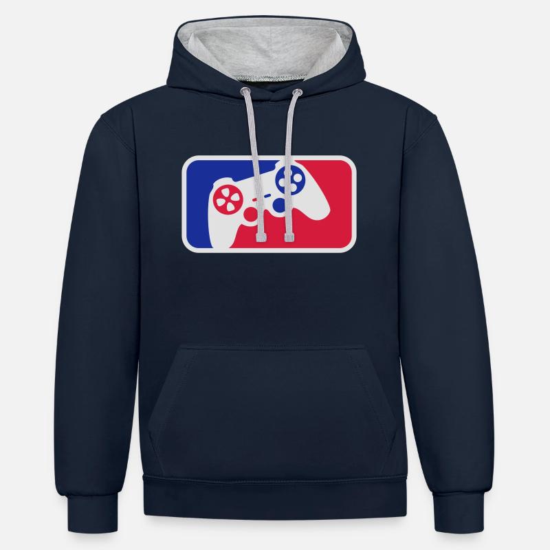 Controller Sport - Sweat à capuche contrasté - bleu marine/gris chiné