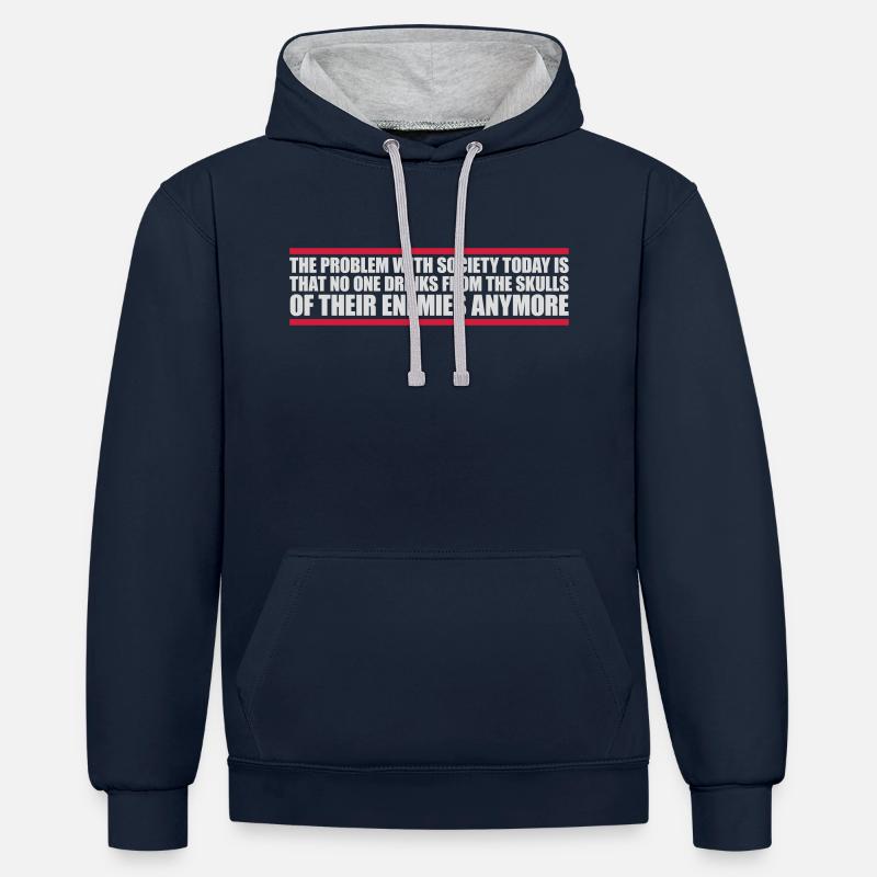 boissons de crânes ennemis - Sweat à capuche contrasté - bleu marine/gris chiné