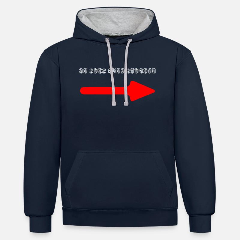 Je suis avec stupide - Sweat à capuche contrasté - bleu marine/gris chiné