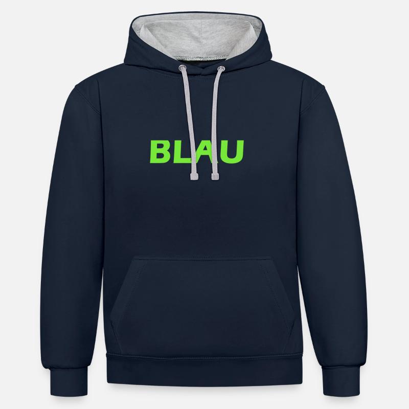 BLEU EN SCÉNARIO VERT - Sweat à capuche contrasté - bleu marine/gris chiné