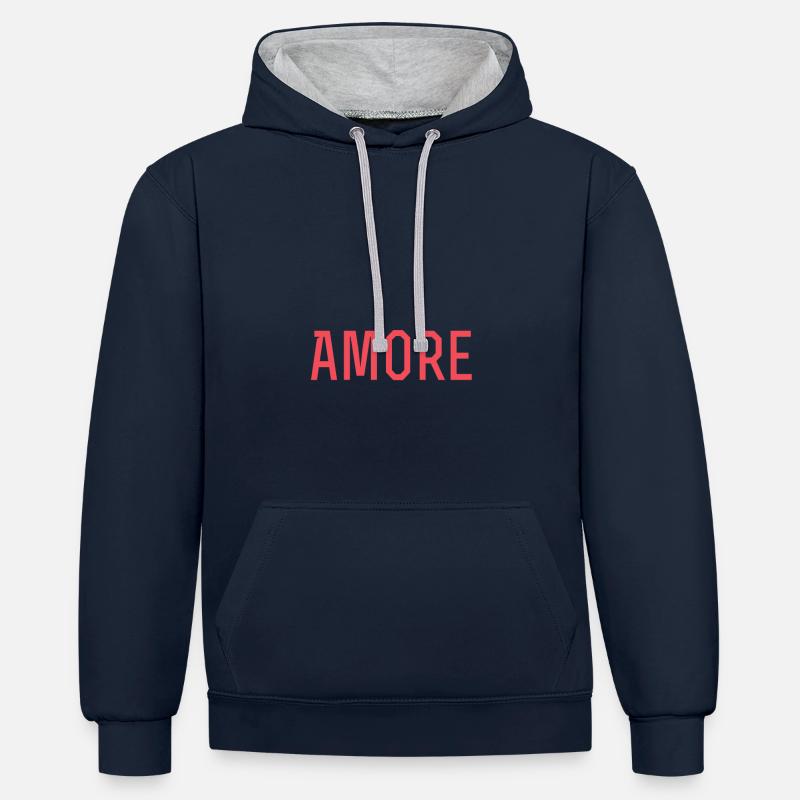 Chemise à déclaration Amore - Sweat à capuche contrasté - bleu marine/gris chiné
