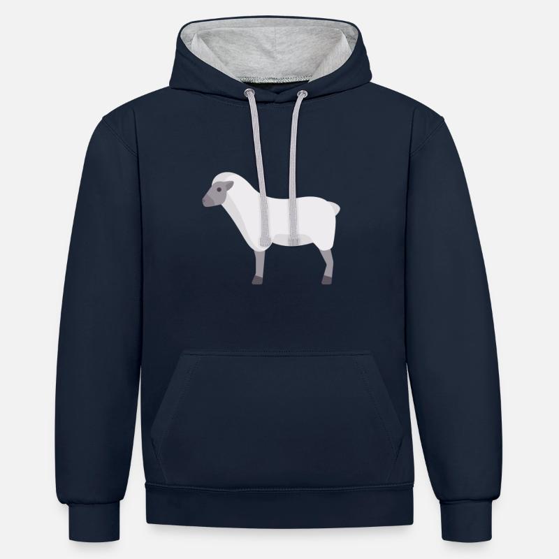 mouton de nuage blanc - Sweat à capuche contrasté - bleu marine/gris chiné