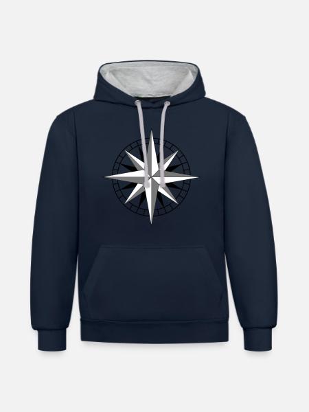 wind rose - Contrast hoodie - navy/heather grey