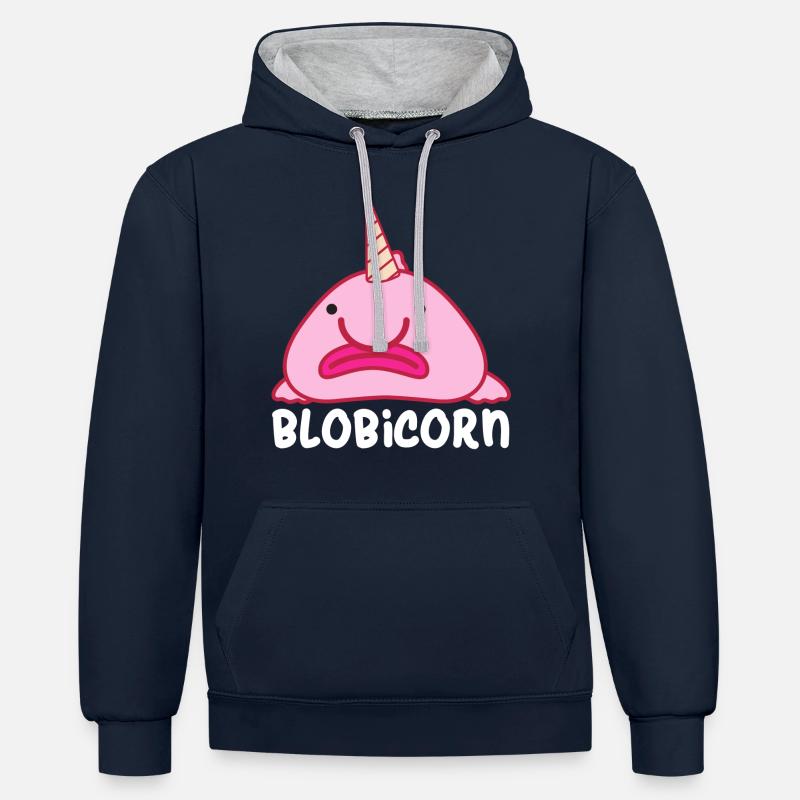 Blobfish - Kontrast-Hoodie - Navy/Grau meliert