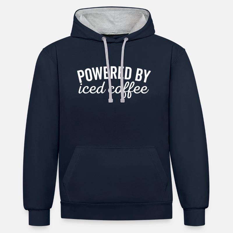 Propulsé par le café glacé - Sweat à capuche contrasté - bleu marine/gris chiné