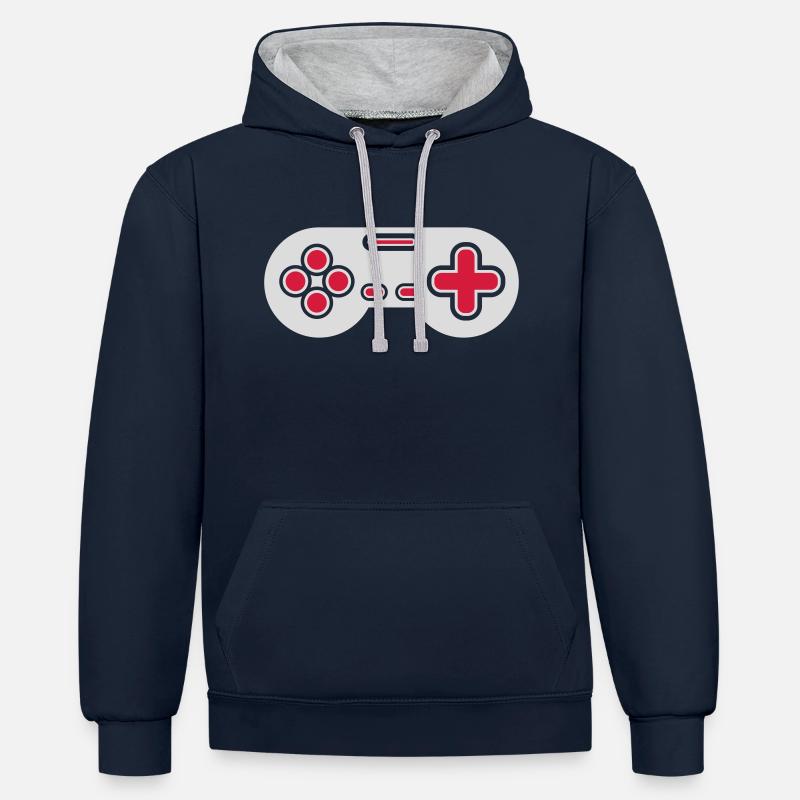 Design Retro Gamer Controller - Contrast hoodie - navy/heather grey