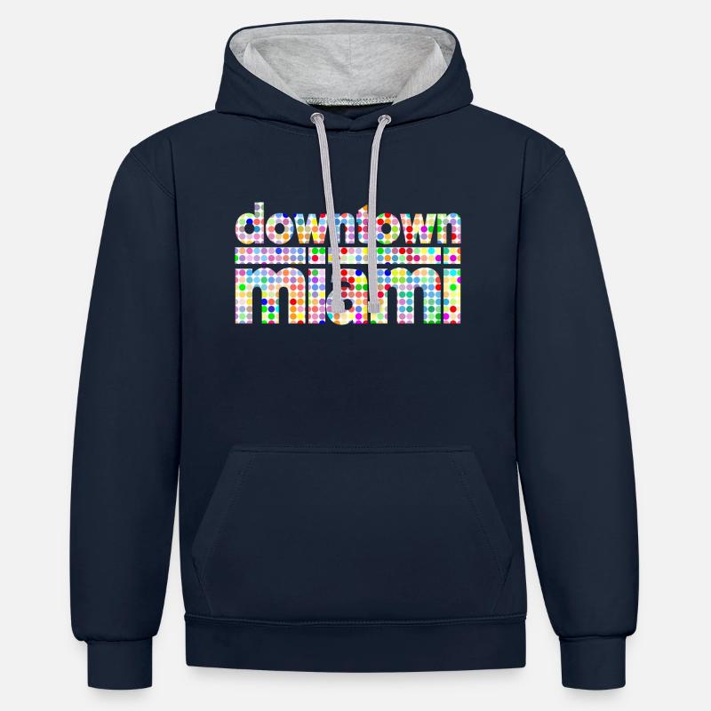 Downtown Miami Dots Style - Sweat à capuche contrasté - bleu marine/gris chiné