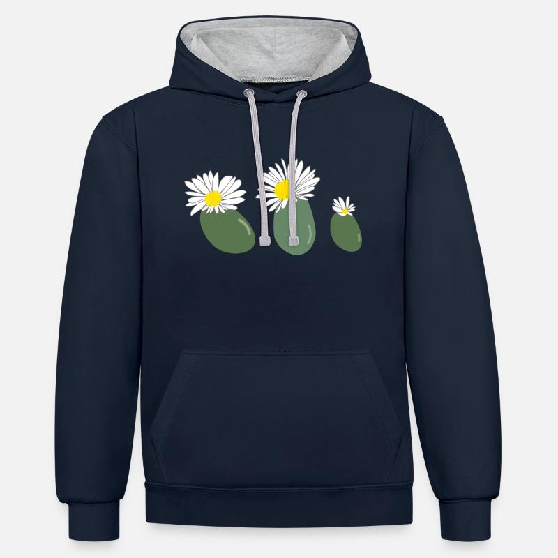 Fleur de lithops2 - Sweat à capuche contrasté - bleu marine/gris chiné