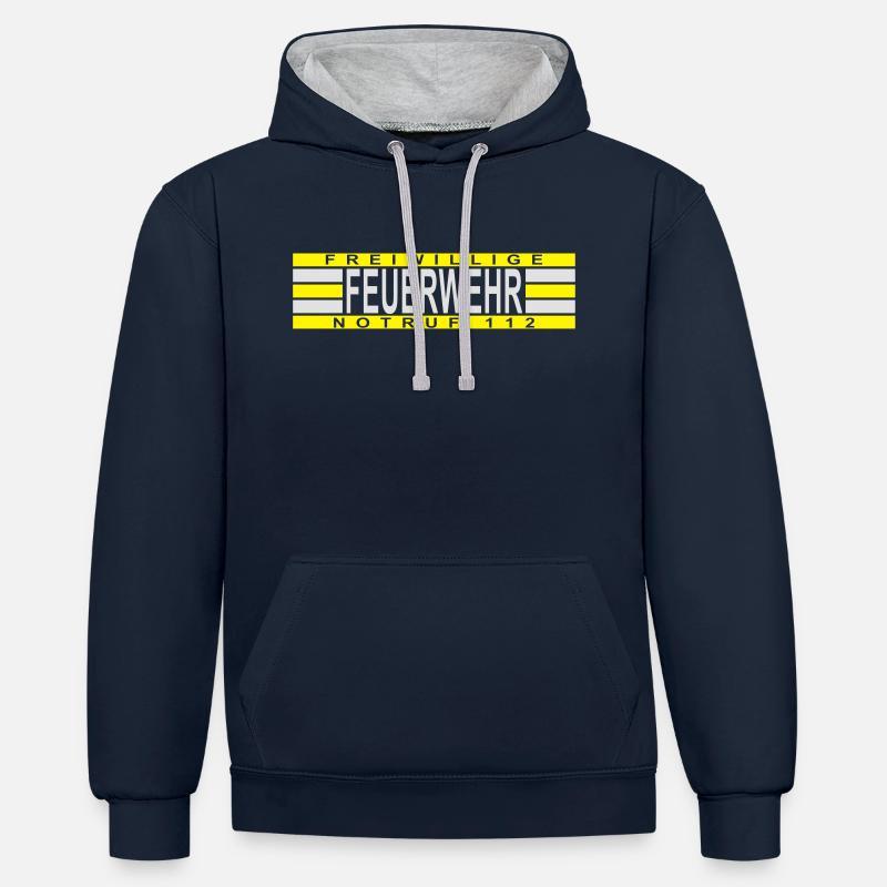 Volunteer Fire urgence 112 - Sweat à capuche contrasté - bleu marine/gris chiné