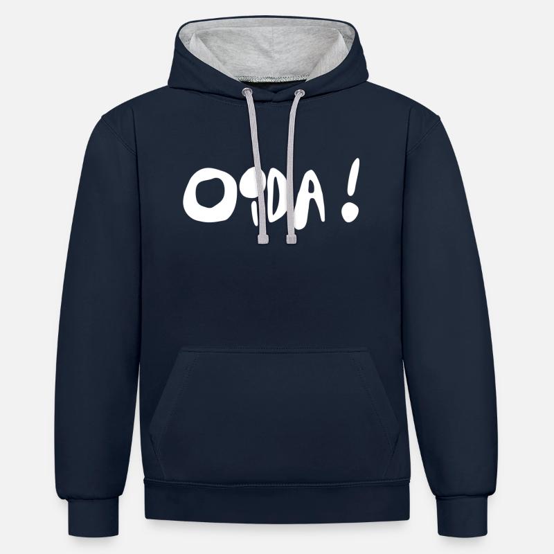 Oida ! - Sweat à capuche contrasté - bleu marine/gris chiné