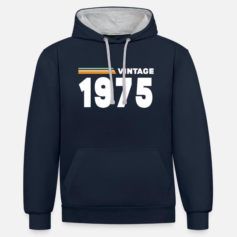 Millésime 1975 - Sweat à capuche contrasté - bleu marine/gris chiné
