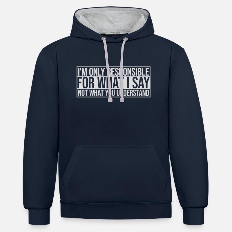 ce que je dis citation - Sweat à capuche contrasté - bleu marine/gris chiné
