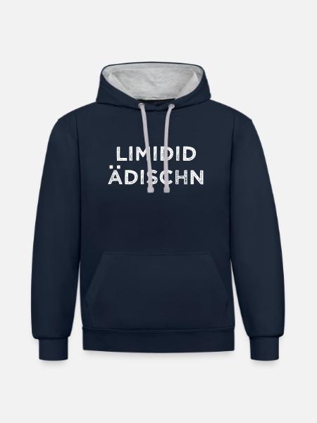 Limited Edition - sächsisch - Limidid Ädischn - Kontrast-Hoodie - Navy/Grau meliert