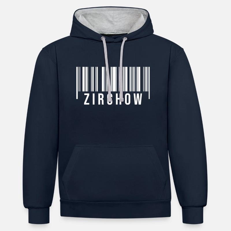 Zirchow Strichcode - Kontrast-Hoodie - Navy/Grau meliert
