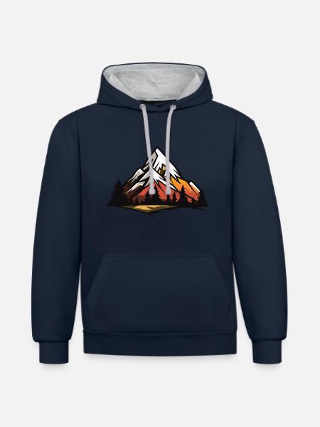 Berge Symbol Natur - Kontrast-Hoodie - Navy/Grau meliert