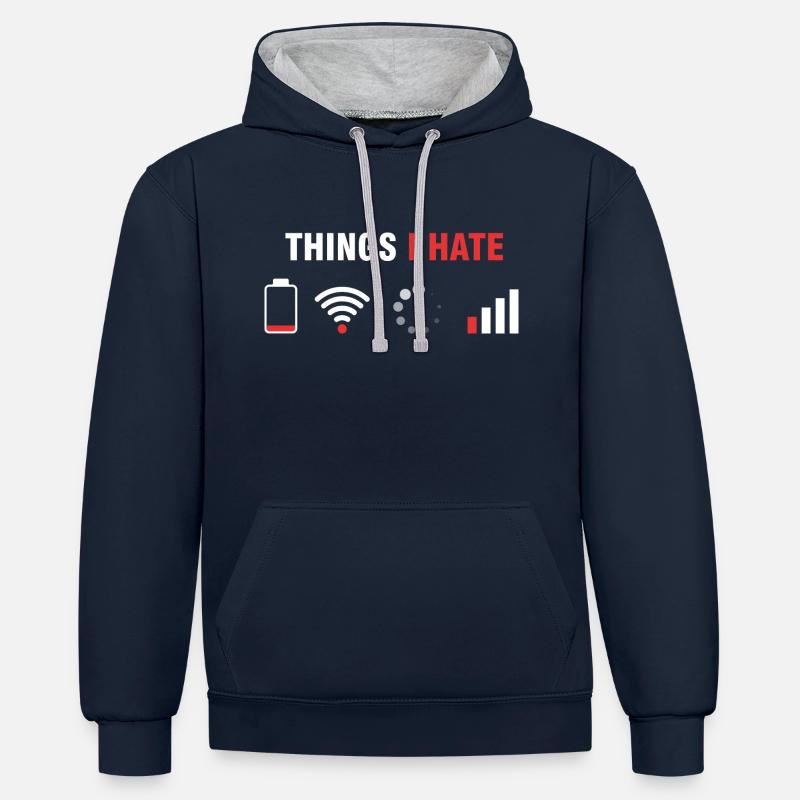 Things I hate - Humor Gamer & Programmer - Contrast hoodie - navy/heather grey