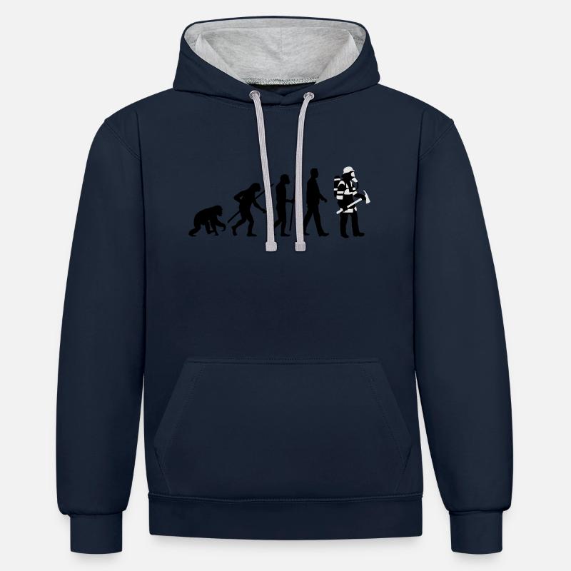 evolution_feuerwehrmann_012015_a_2c - Kontrast-Hoodie - Navy/Grau meliert