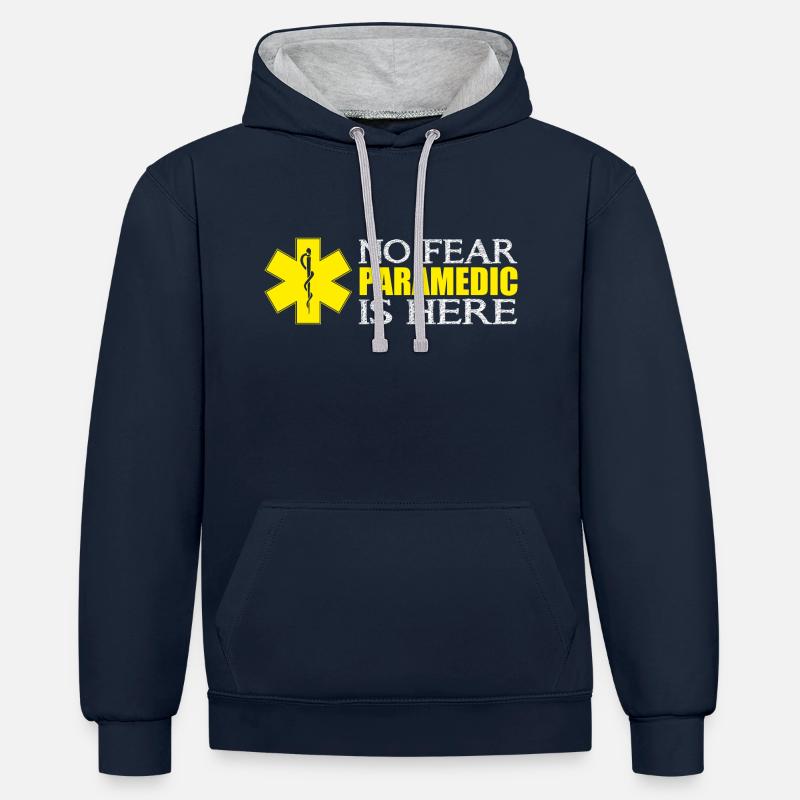 Paramedic Is Here - Sweat à capuche contrasté - bleu marine/gris chiné