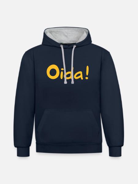 Oida - Österreich - Kontrast-Hoodie - Navy/Grau meliert