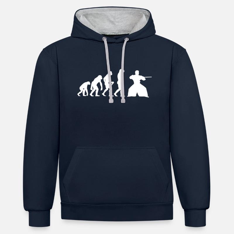 Aikido Evolution Young Men - Contrast hoodie - navy/heather grey