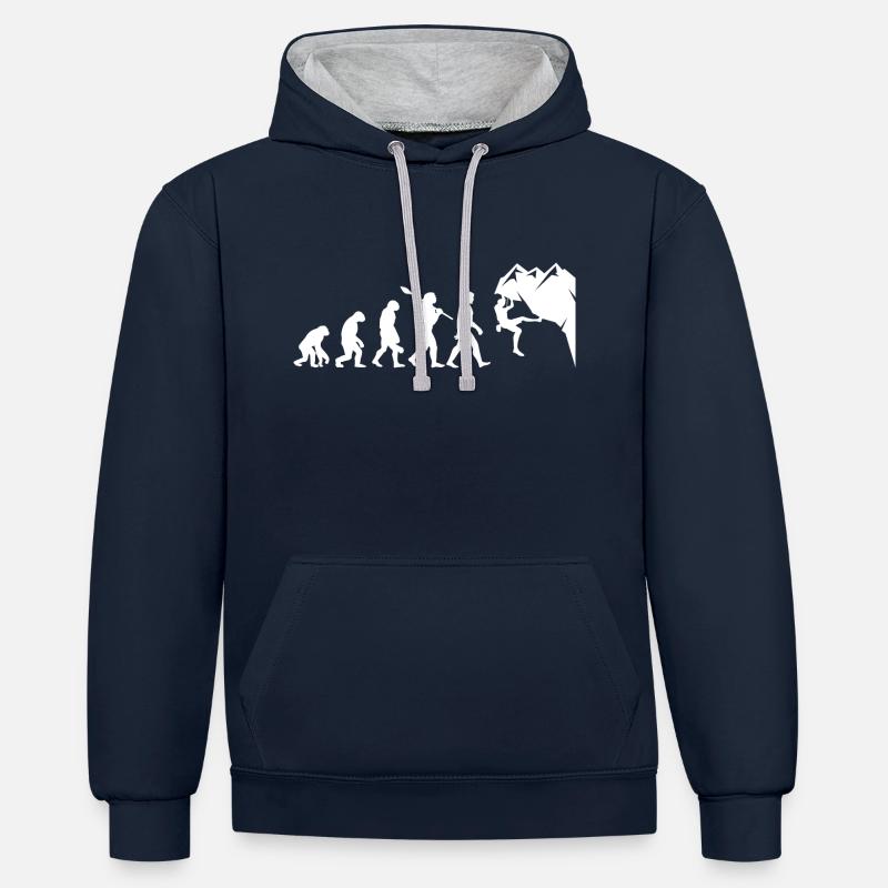 Escalade évolution - Sweat à capuche contrasté - bleu marine/gris chiné