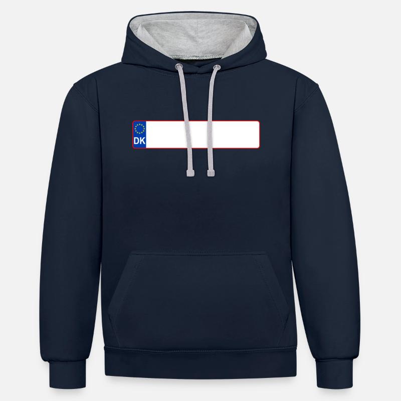 plaque d'immatriculation DK - Sweat à capuche contrasté - bleu marine/gris chiné