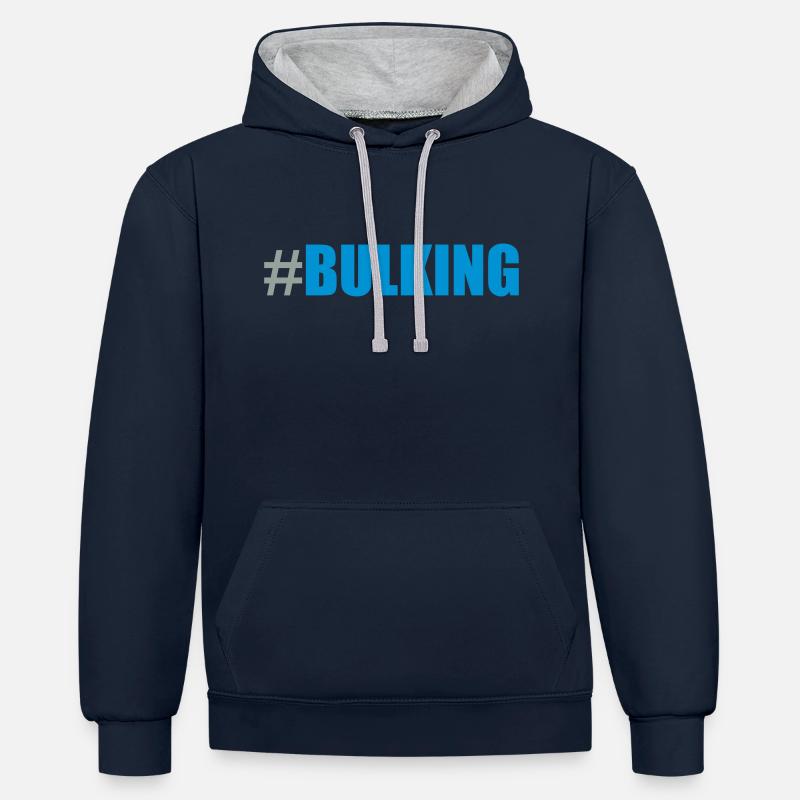 #bulking - Sweat à capuche contrasté - bleu marine/gris chiné