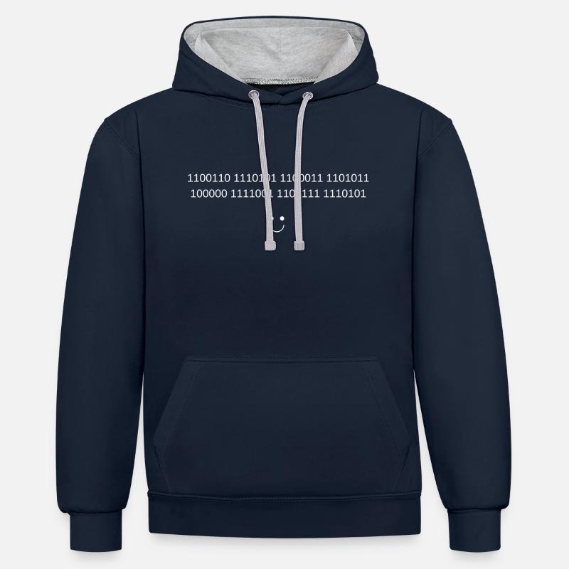 Code secret blanc - Sweat à capuche contrasté - bleu marine/gris chiné