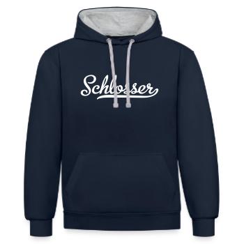 Schlosser - Kontrast-Hoodie - Navy/Grau meliert - Vorne - Nico (186cm)