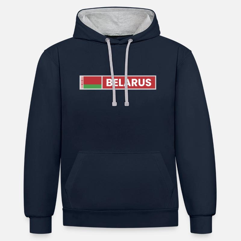 Drapeau de la Biélorussie - Sweat à capuche contrasté - bleu marine/gris chiné