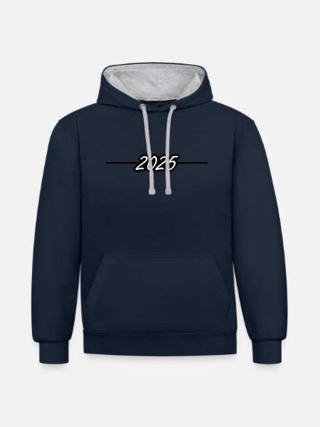 2025 year - Contrast hoodie - navy/heather grey
