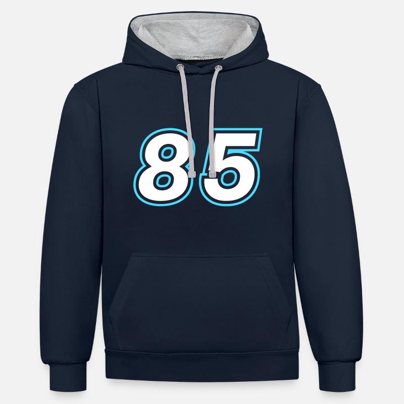 85 nombre symbole - Sweat à capuche contrasté - bleu marine/gris chiné