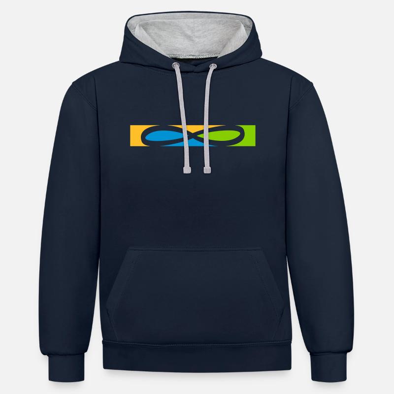 Icône Stripe Infinity - Sweat à capuche contrasté - bleu marine/gris chiné
