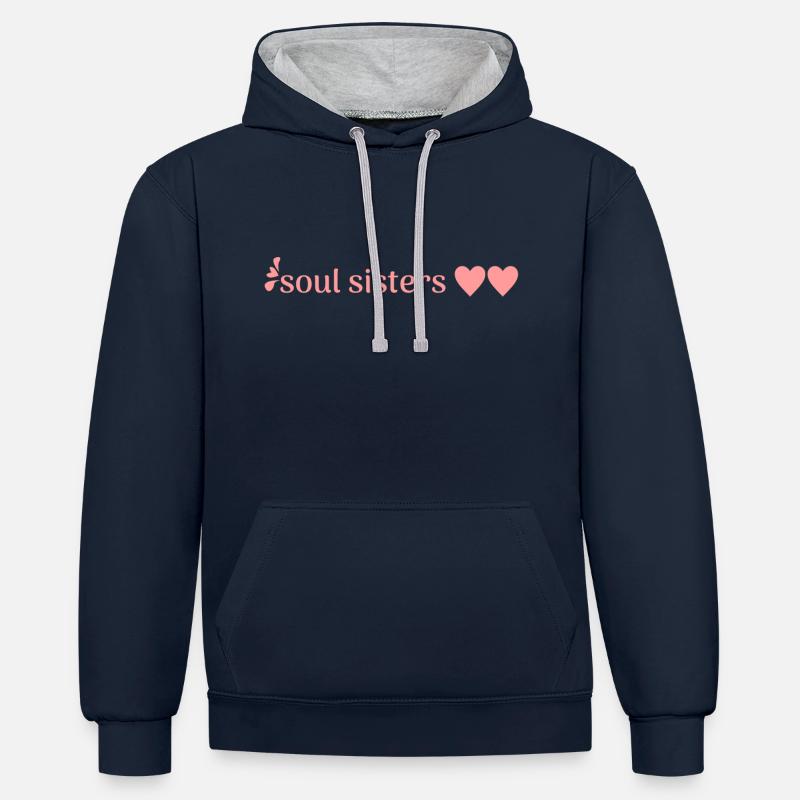 Amis - Sweat à capuche contrasté - bleu marine/gris chiné